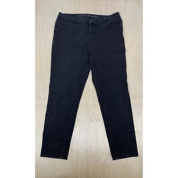 Simply Vera Vera Wang Jeans Women's Size 16 Reg Straight Mid Rise Black Denim - Picture 1 of 10